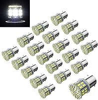 Vista 8 de 12 V 1156 Paquete de 10 bombillas LED blancas brillantes 1156 1141 1003 50-SMD para interior de coche RV Camper luz
