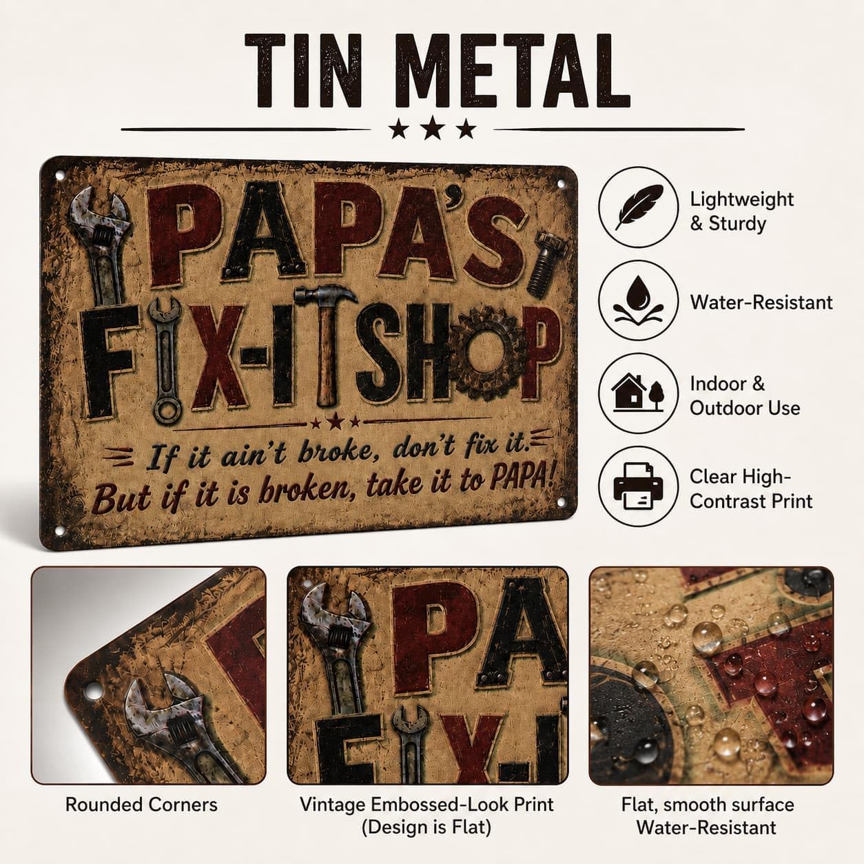 Papa Metal Tin Sign Vintage Garage Man Cave Wall Decor Gift for Dad image 3