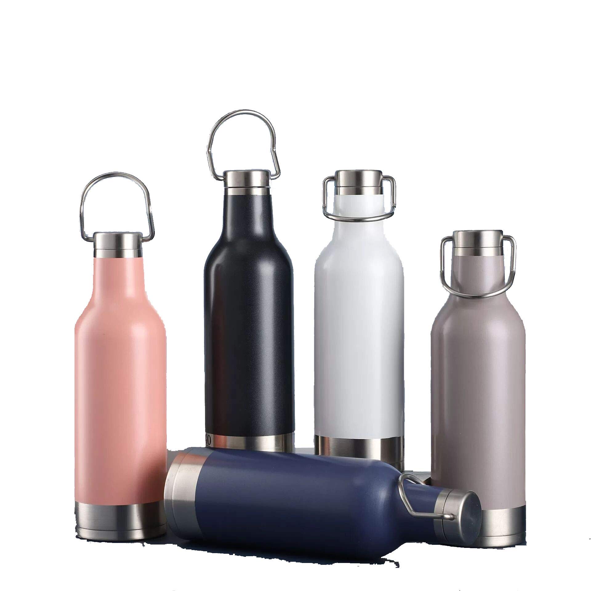 Gteller 17oz Double Walled Stainless Steel Vacuum Insulated Sports Water Bottle with Portable Stainless Lid (White)