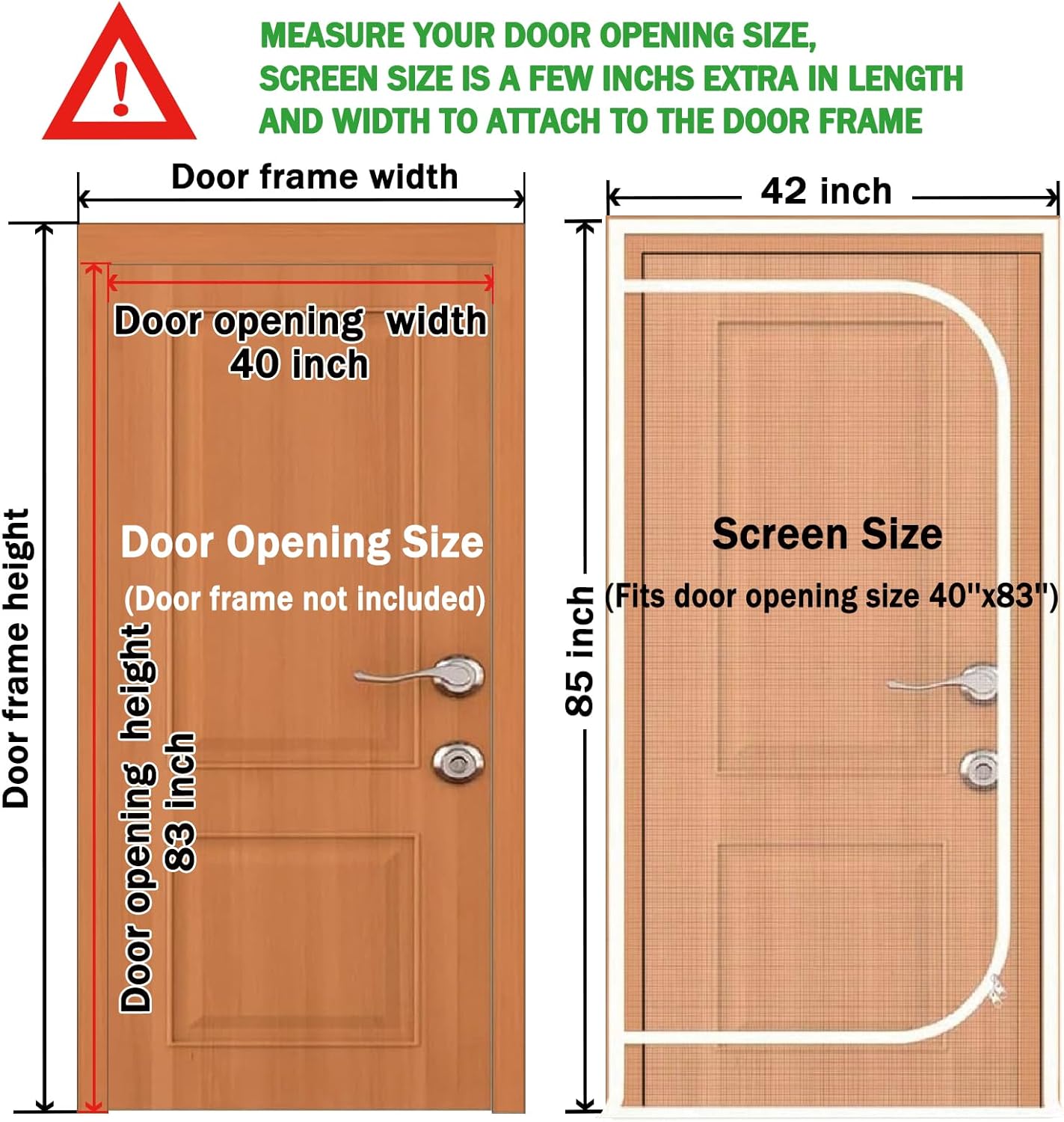 reinforced cat screen door,fits door opening size 40''x 83'',thickened resistant mesh screen door for living room,kitchen,bedroom,cat introduction screen with zipper closure. white fits door opening size up to 40''x 83''