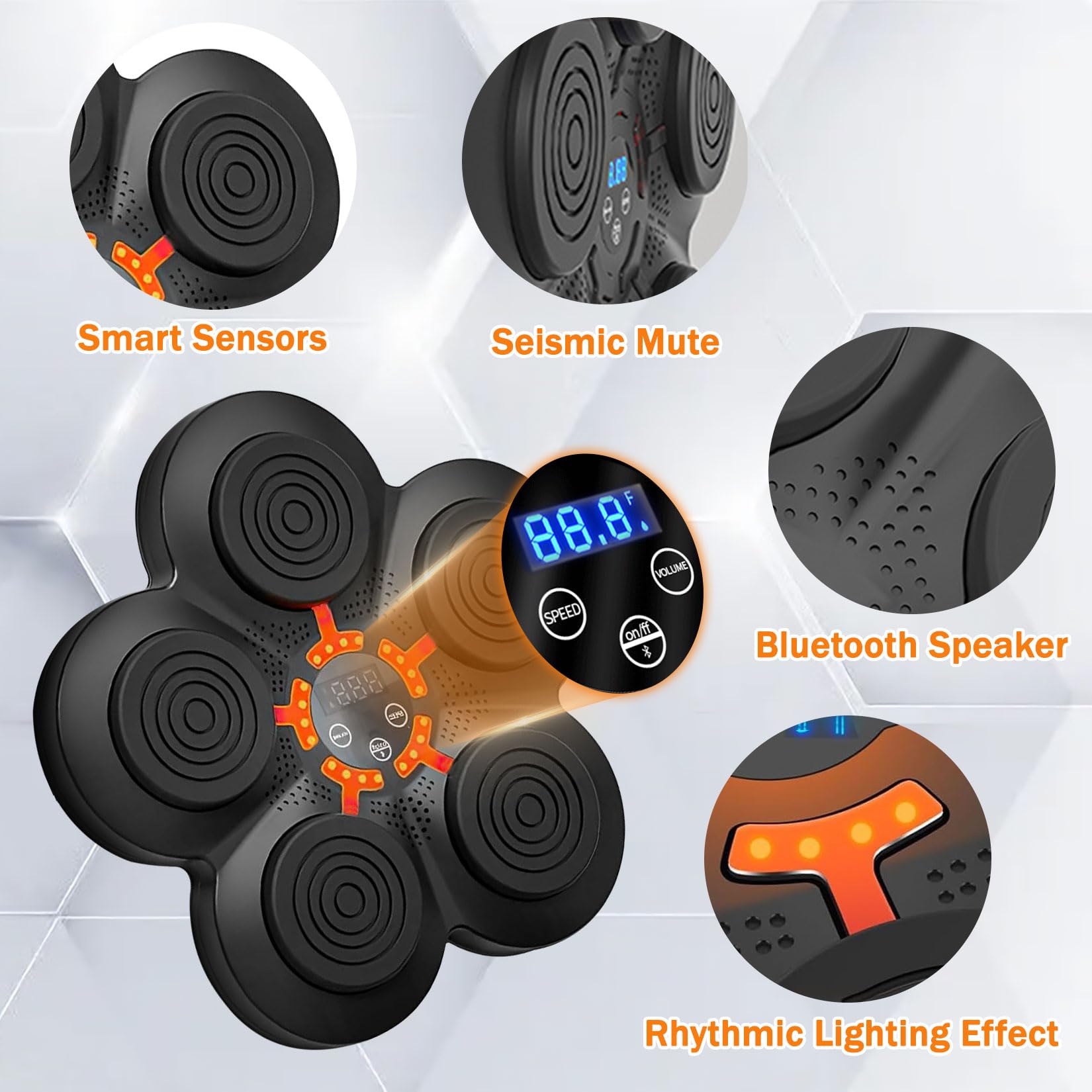 Macchina Boxe Musicale Music Boxing Con Bluetooth E Luci LED | 9 Velocità, Guanti Inclusi, Montaggio A Parete