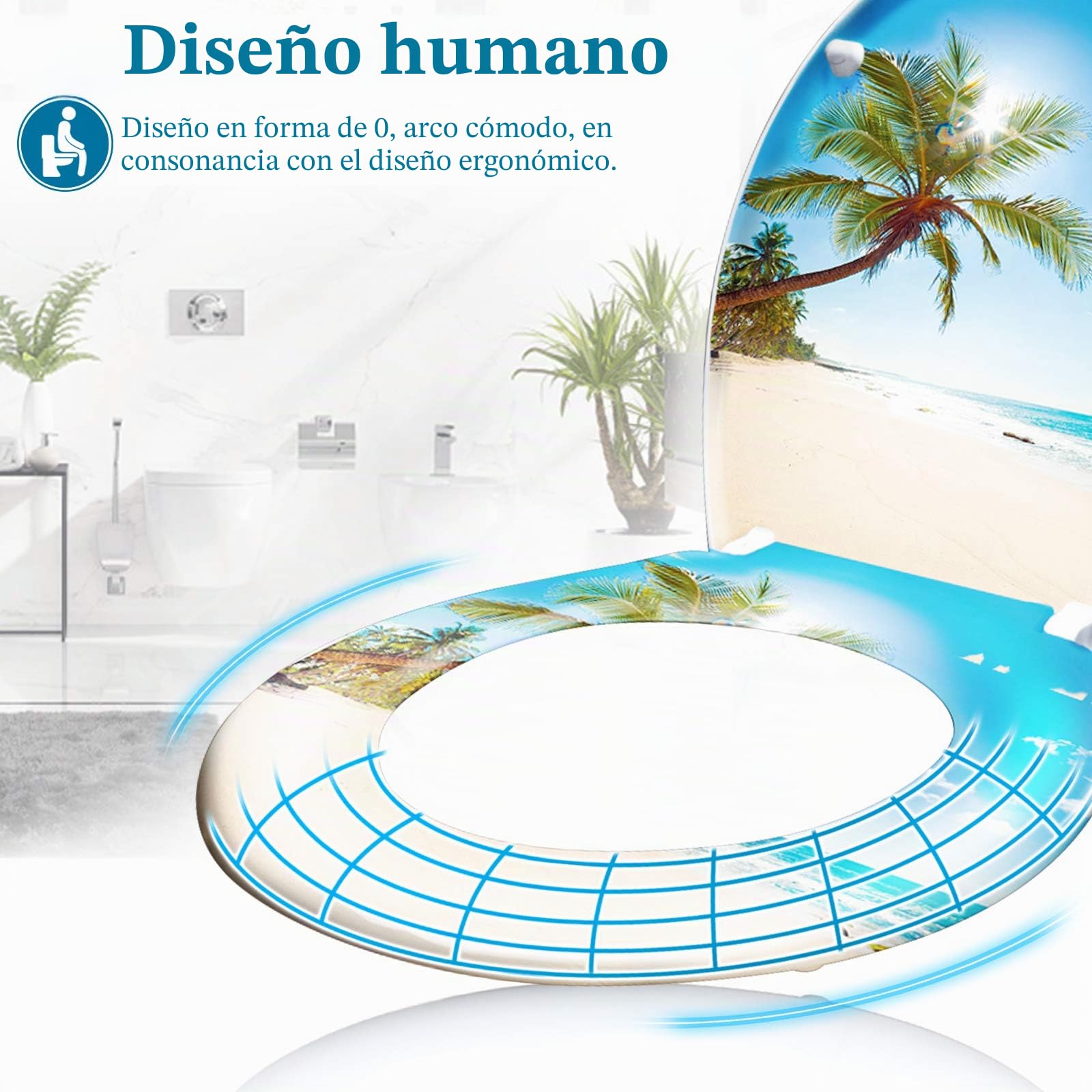 Froadp Asiento de inodoro con tapa ovalada de cierre suave, asiento de inodoro antibacteriano de plástico duro para todos los inodoros estándar, fácil instalación y limpieza (peces ornamentales)