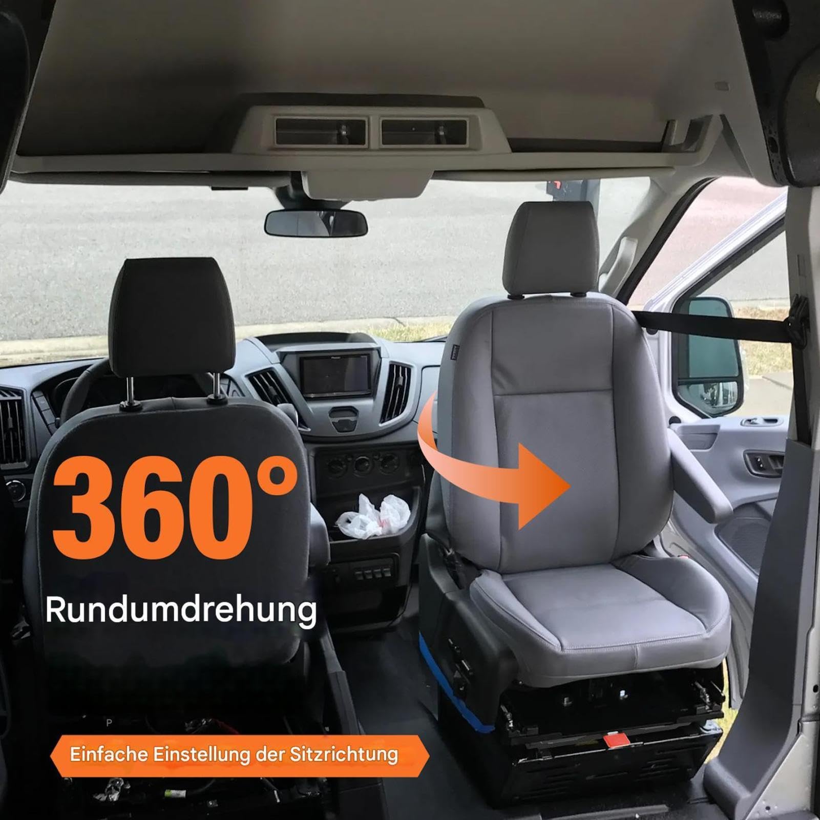 RV Drehsitz Basis | Schwerlastige 360-Grad Auto Drehsockel Basis | 200 kg Tragfähigkeit Autositzschwenker für T5 Fahrer- oder Beifahrersitz, Nutzfahrzeuge, Wohnmobil