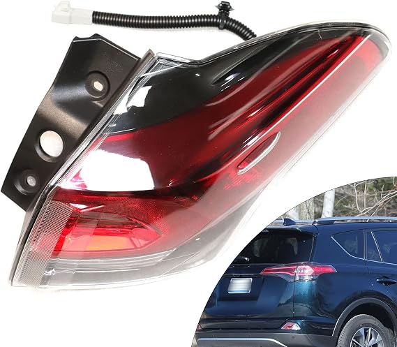 Rear Passenger Side Tail Light Compatible For Toyota RAV4 2016 2017 2018 Righ Clear Lens Outer Tail Lights Brake Lamps (Right outer)