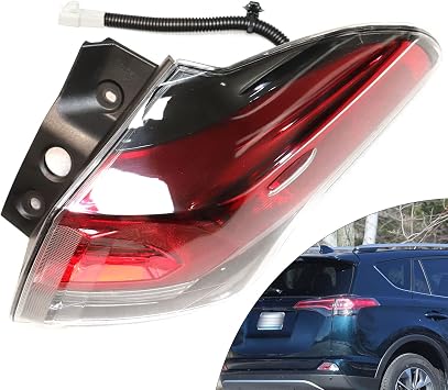 Rear Passenger Side Tail Light Compatible For Toyota RAV4 2016 2017 2018 Righ Clear Lens Outer Tail Lights Brake Lamps (Right outer)