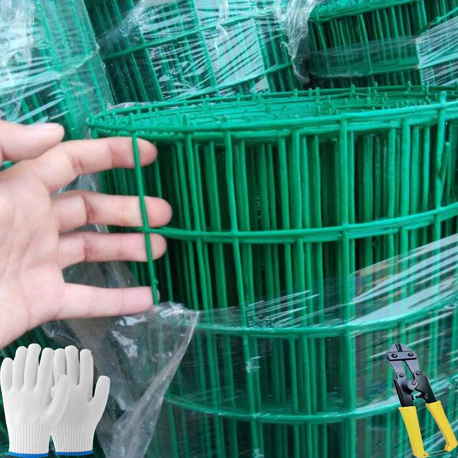 PVC Coated Welded Wire Fence Roll - Durable Garden Border Fencing, Vinyl Coated Metal Wire Mesh for Vegetable Plant Protection & Poultry Netting (1.5x20m)