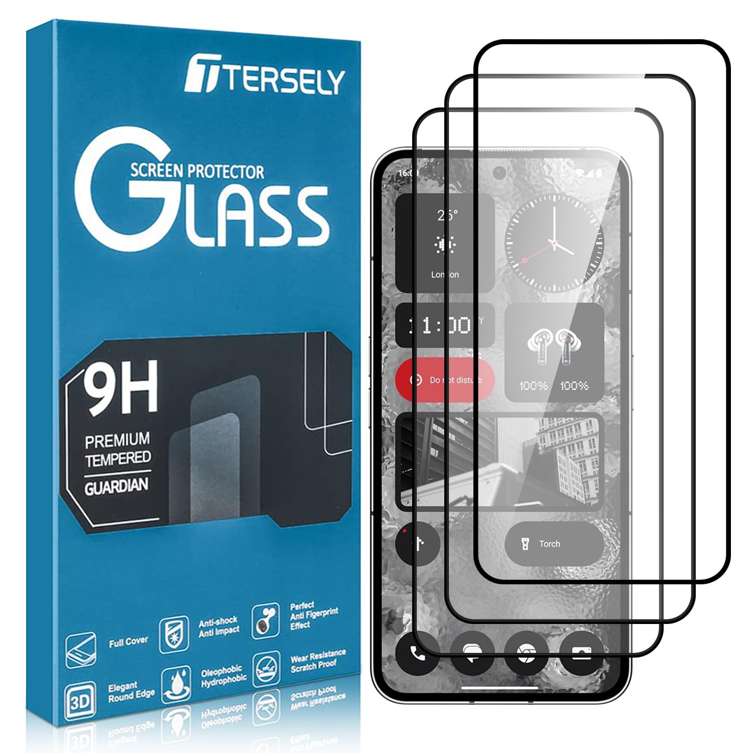 T Tersely [3 Pack] 9H Tempered Glass Screen Protector for Nothing Phone 2, Case Friendly, Ultra-clear, Shatterproof Anti-Scratch Film Screen Protector