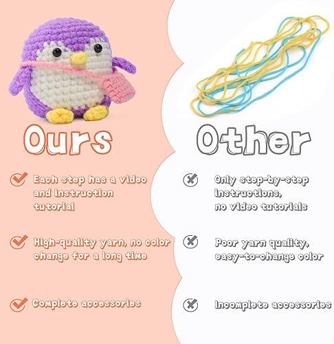 Miniatura 3 de IMZAY Kit de ganchillo para principiantes, kit de animales para principiantes, lindo principiante con video tutorial, ganchos, hilos
