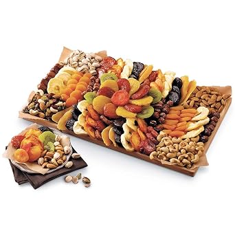 Harry & David Entertainers Assorted Dried Fruit Nut Tray, Includes Peaches, Plums, Mangoes, Pears, Kiwis, Apricots, Dates, Prunes. Pistachios, Almonds, Cashews, Pumpkins Seeds, Raisins