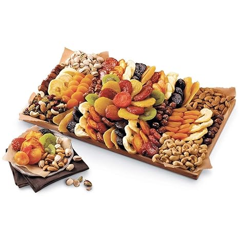 Harry & David Entertainer's Assorted Dried Fruit Nut Tray, Includes Peaches, Plums, Mangoes, Pears, Kiwis, Apricots, Dates, Prunes. Pistachios, Almonds, Cashews, Pumpkins Seeds, Raisins