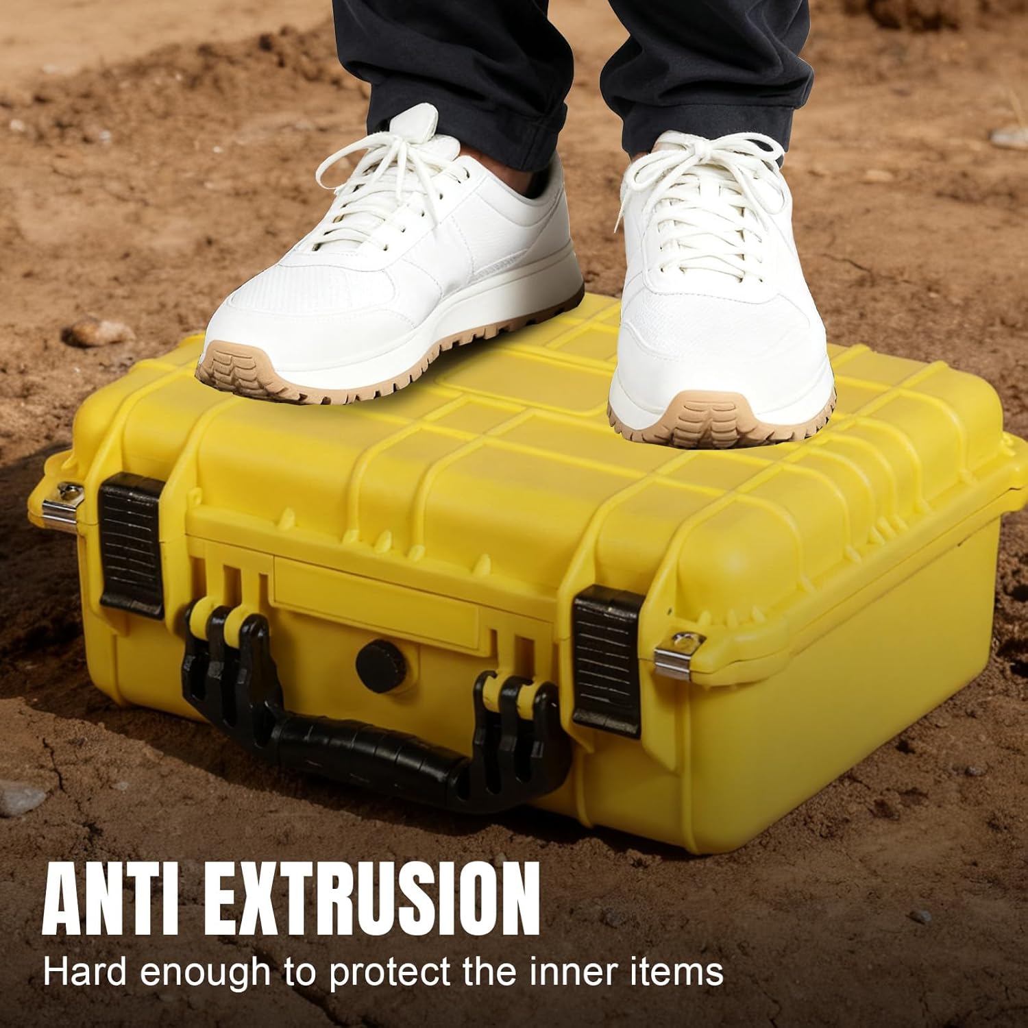 16x 12.8x 6.8 Inch Hard Case, Portable Weather Waterproof Protective Camera Case with Customizable Foam, Fit Use of Drones, Camera, Equipments, Yellow - Image 5