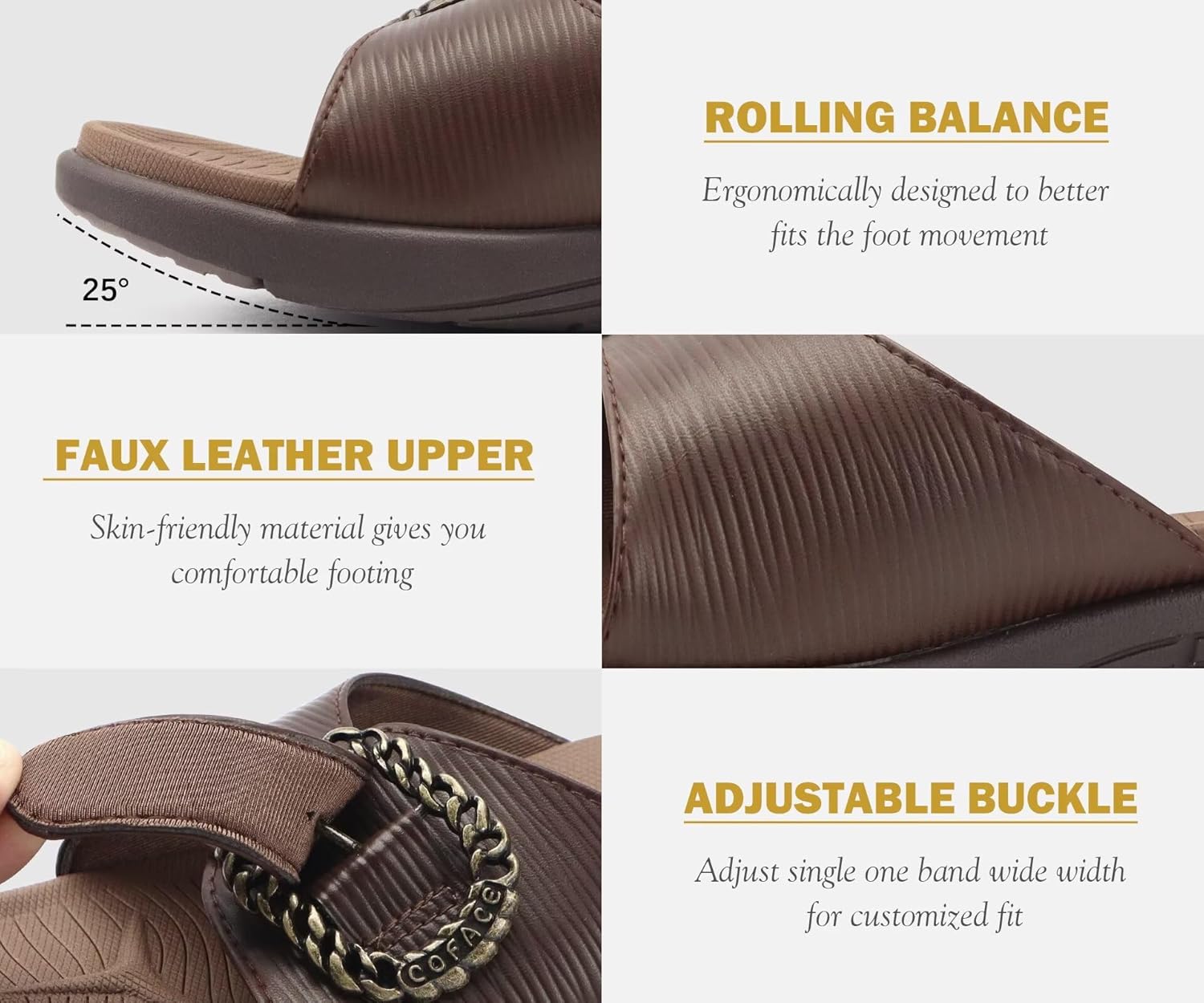 COFACE Womens Dressy Orthotic Slides Lightweight Yoga Mat Thick Cushion Recovery Walking Sandals Adjustable Slip On Slippers with Comfortable Plantar Fasciitis Arch Support - Image 4