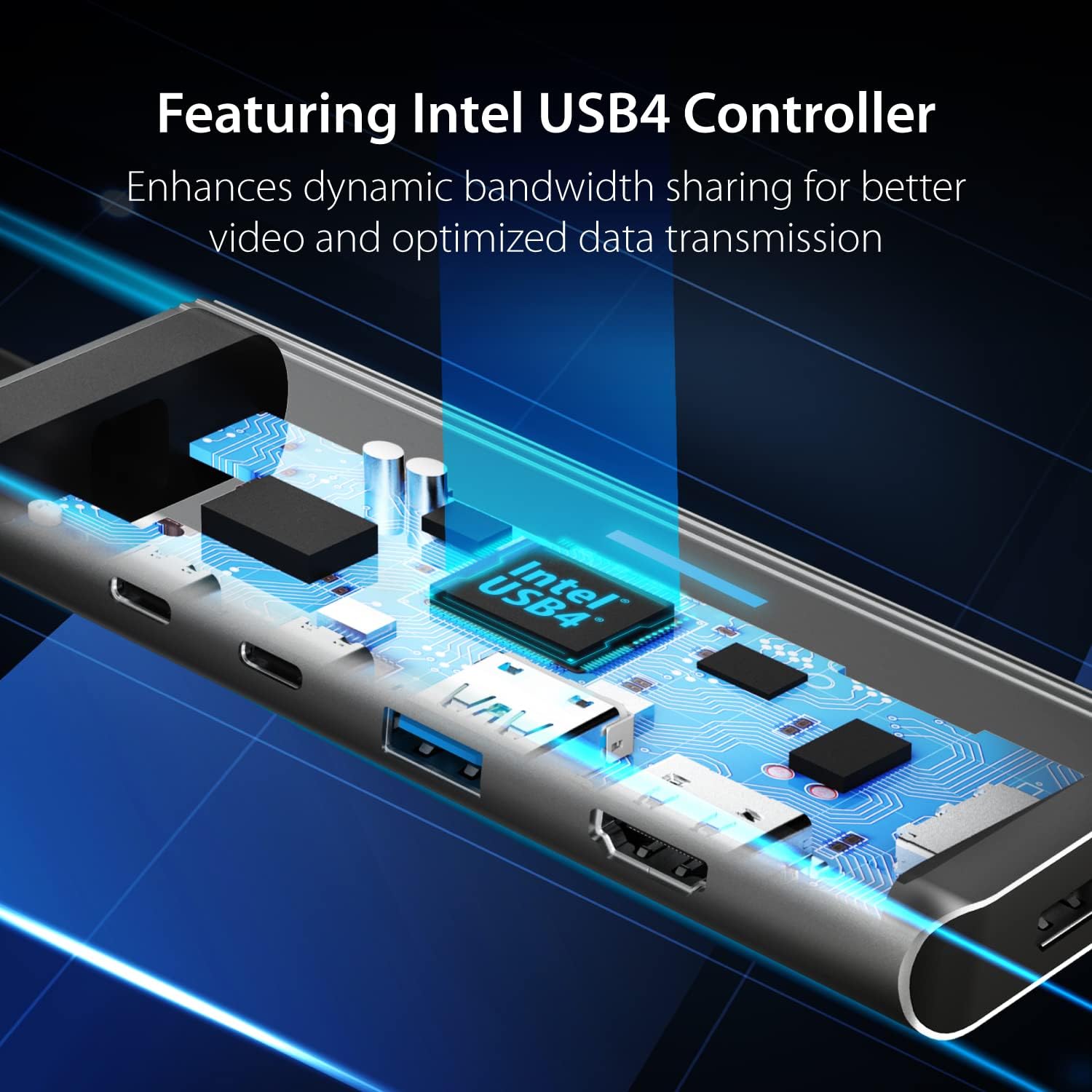 j5create USB4 Dual 4K Multi-Port Hub - 5 in 1 USB4 Hub, Dual 4K Display (HDMI, DisplayPort, or USB-C), USB-A, 2 x USB-C Ports, for Macbooks, Windows Thunderbolt 3/4 Laptops (JCD401)