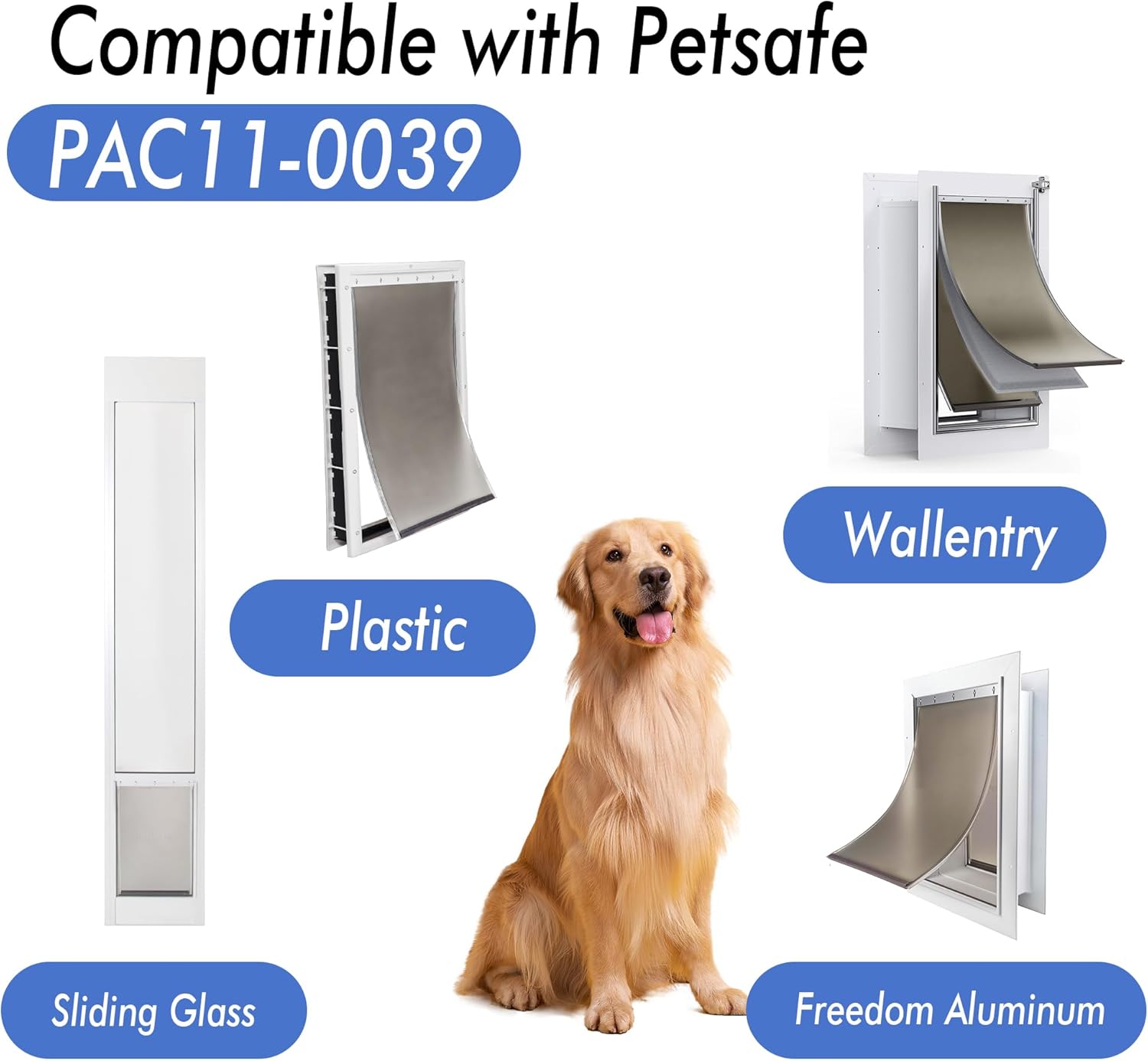 2PACK Dog Door Replacement Flaps - Fits Petsafe Dog Door PAC11-11039 Measures 10 1/8" X 16 7/8", Large Doggie Door Replacement Flaps, Weather Resistant BPA Free Doggy Door Replacement Flap