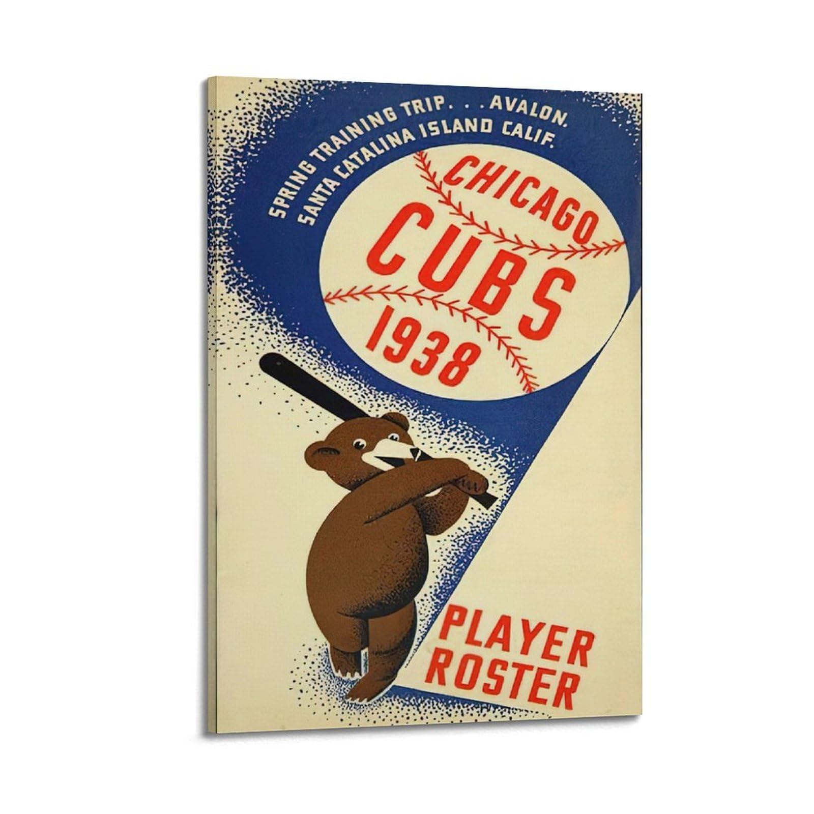 DLJGDS Vintage Sports Posters 1938 Chicago Cubs Decorative Painting Canvas Wall Posters And Modern Family Bedroom Decor 20x30inch(50x75cm)