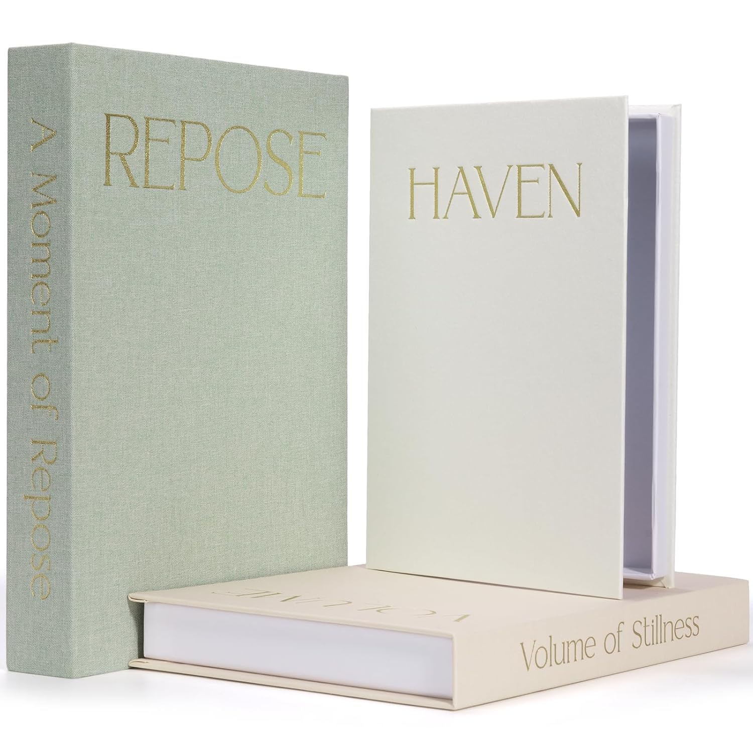 Dersyer Decorative Boxes for Home Decor, Coffee Table Boxes for Coffee Station Decor, Fake/Faux Books for Photo Storage, Small Item or Remote Control Storage, 3 Pack, Green