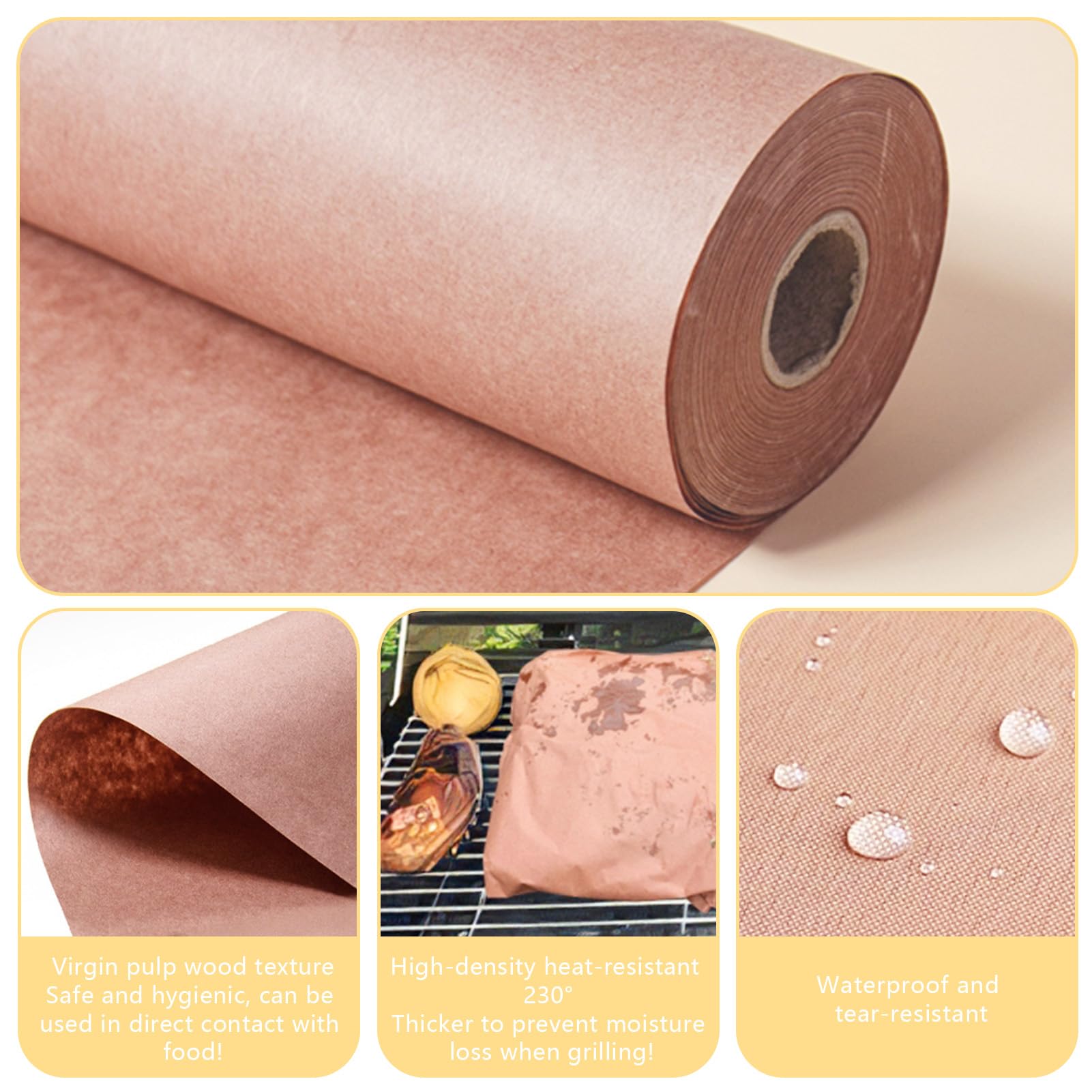 Pink Butcher Paper - Metzgerpapier Rolle BBQ - 40cm x 15m Grillpapier - Butcher Paper für Grill Smoker Fisch Fleisch BBQ