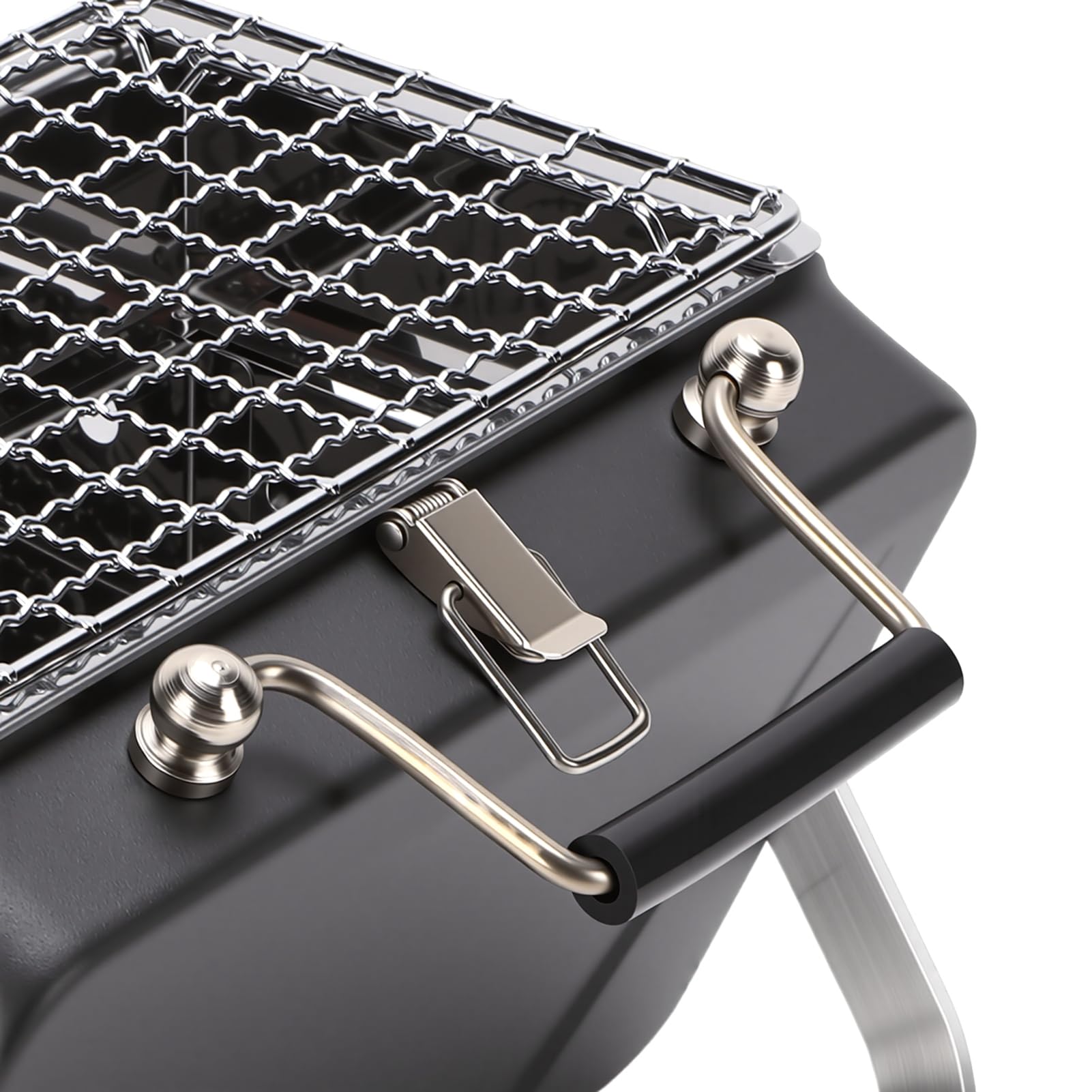 Griglia per Barbecue, Griglia per Barbecue Portatile Pieghevole e Compatta in Acciaio Inossidabile 6,5x4,3x5,9 Pollici, a Carbone con Custodia Integrata per Uso Esterno da Tavolo da Picnic