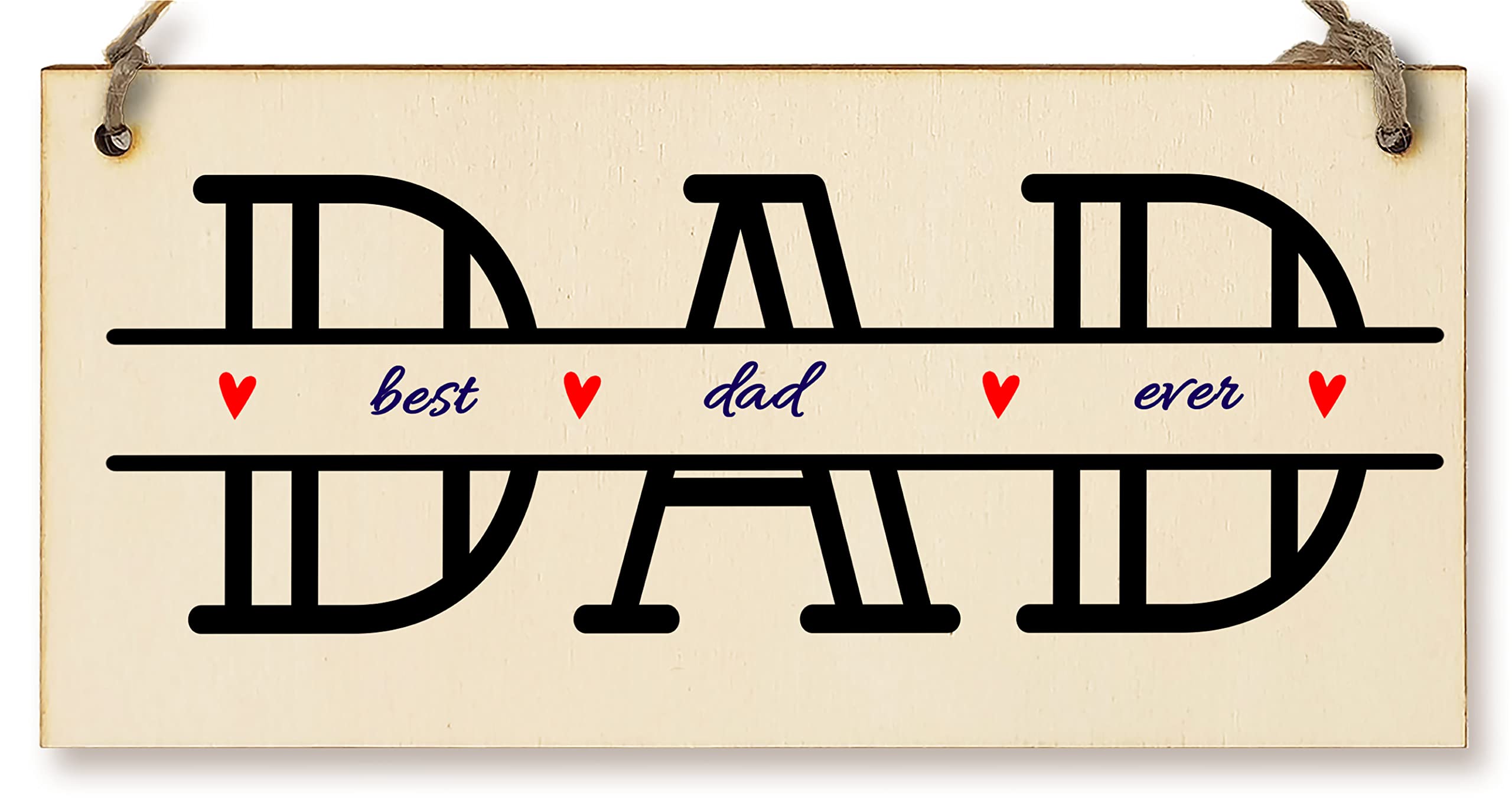 Handmade Wooden Hanging Wall Plaque Father's Day Best Dad Ever Monogram Style Gift Office Man Cave Sign