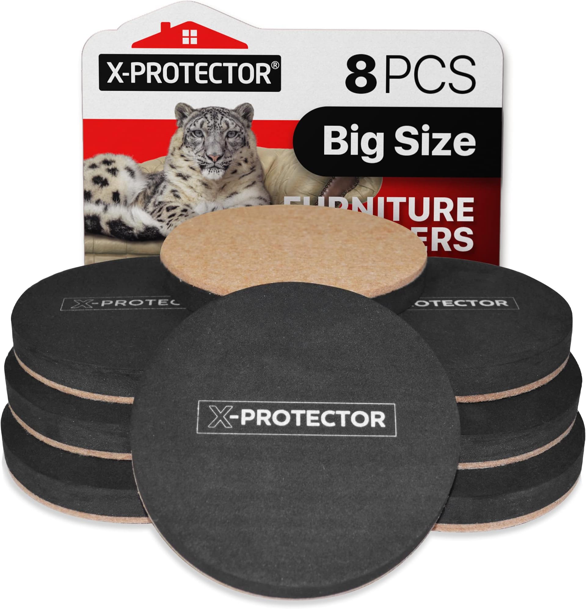 Felt Furniture Sliders Hardwood Floors X-PROTECTOR – 8 PCS 4 3/4 inch Furniture Sliders – Heavy Duty Felt Sliders Hard Surfaces – Move Your Furniture Easily & Safely!