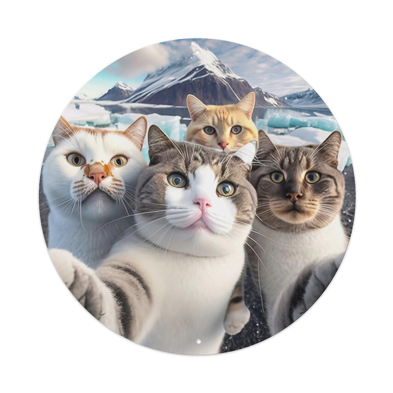 Cat Family Selfie Animal Metal Tin Sign