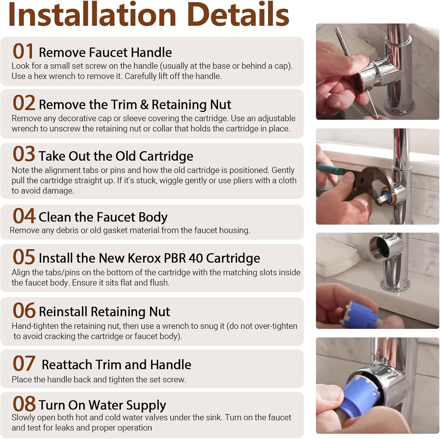 PBR 40 Faucet Cartridge Compatible with La Torre, Cascade & Nobili, Single Lever Shower and Tub Fixtures