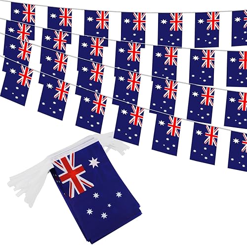 Miniatura 30 de Banderín de bandera de Colombia – 38 banderas, 42 pies, pequeñas banderas colombianas para decoración del país, escuela, fiesta, eventos deportivos