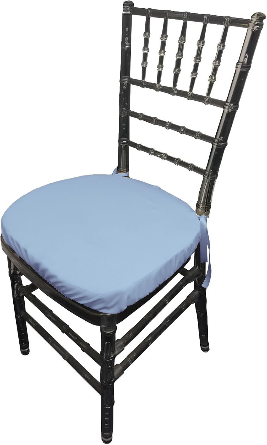 LA Linen Polyester Poplin Chiavari Chair Cushion Cover (4 Pack), Blue Light