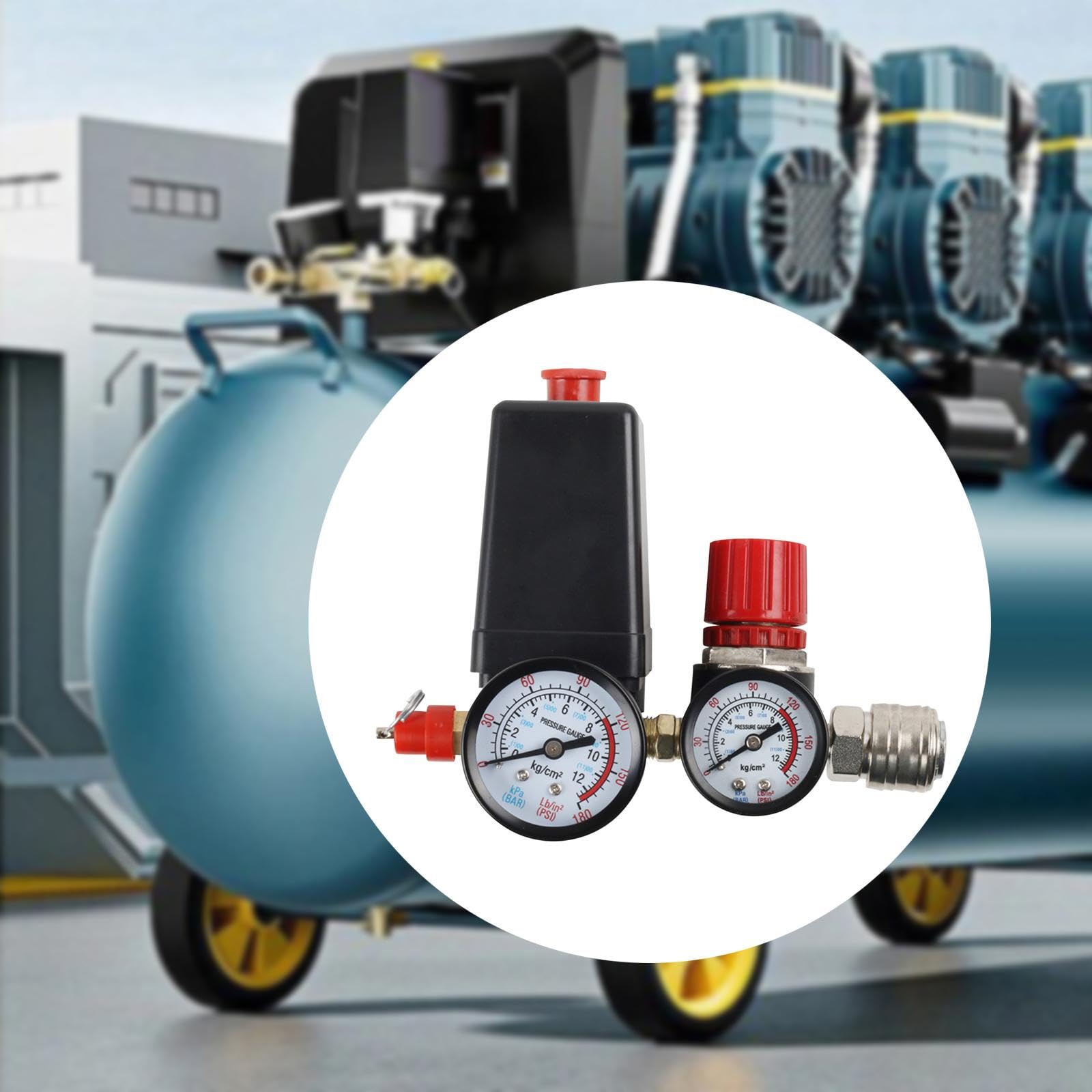 Interruptor de Presión para Compresor de Aire, 90–120 PSI, Regulación de Voltaje, 4 Orificios