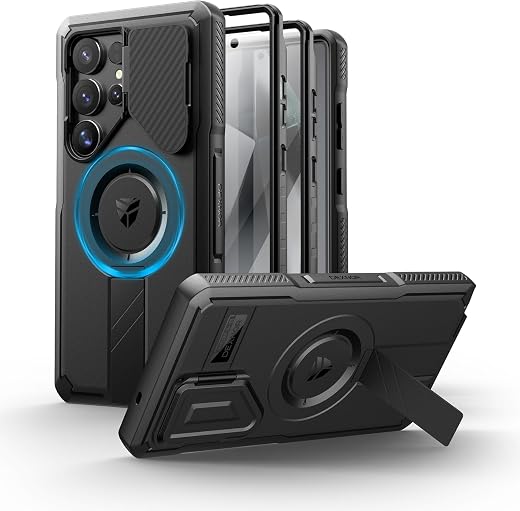 Dexnor for Samsung Galaxy S25 Ultra Case with Camera Cover & Adjustable Kickstand & Built-in Screen Protector, Rugged Shoc...