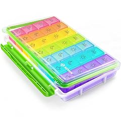 AUVON iMedassist Moisture-Proof Weekly Pill Organizer 4 Times a Day Large 7 Day Pill Box Case with Portable