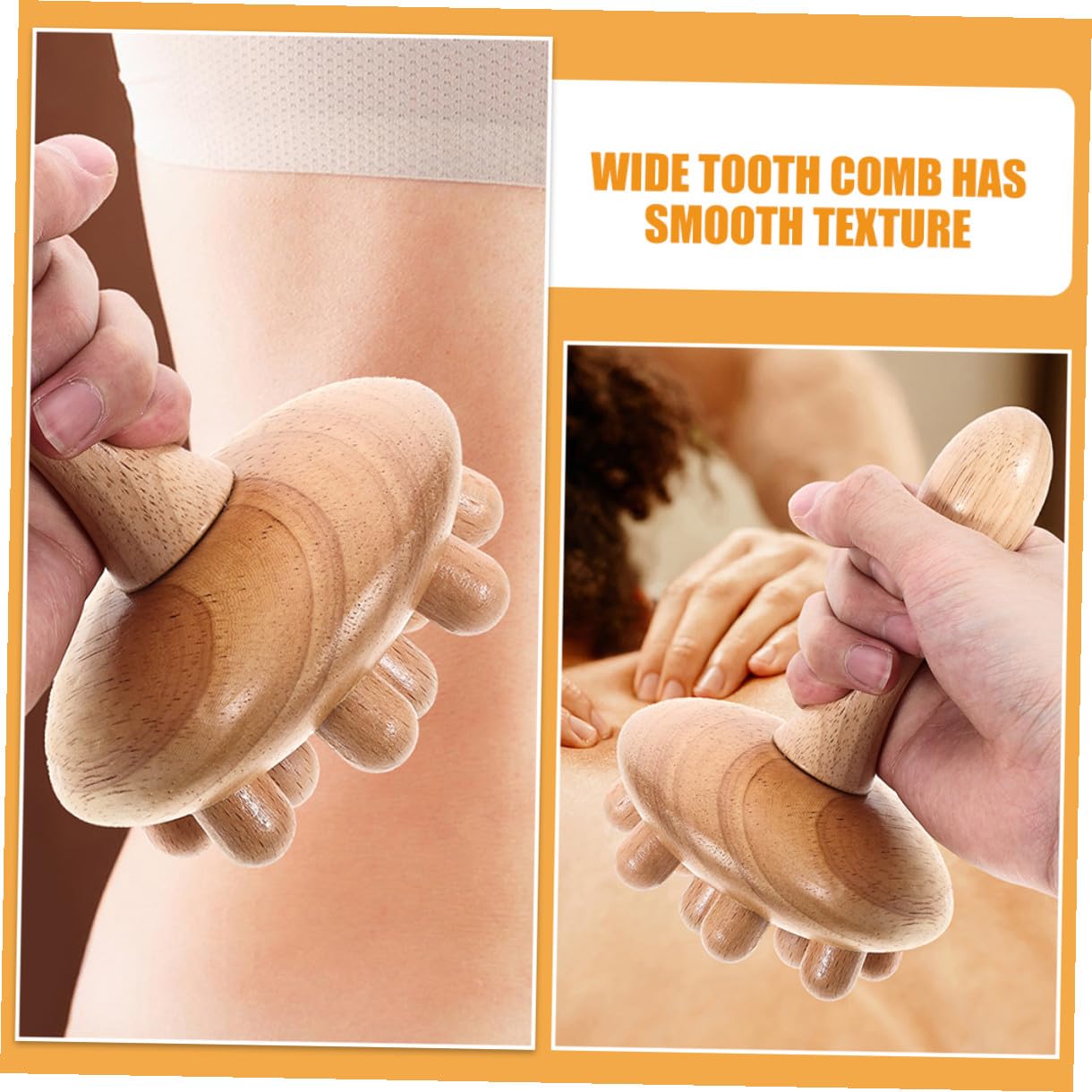 Hohopeti 2 piezas Peine Masajeador de Madera para Cabelludo con Dientes Anchos Diseño Ergonómico y Acupresión para Uso Familiar y Cuidado Capilar Natural