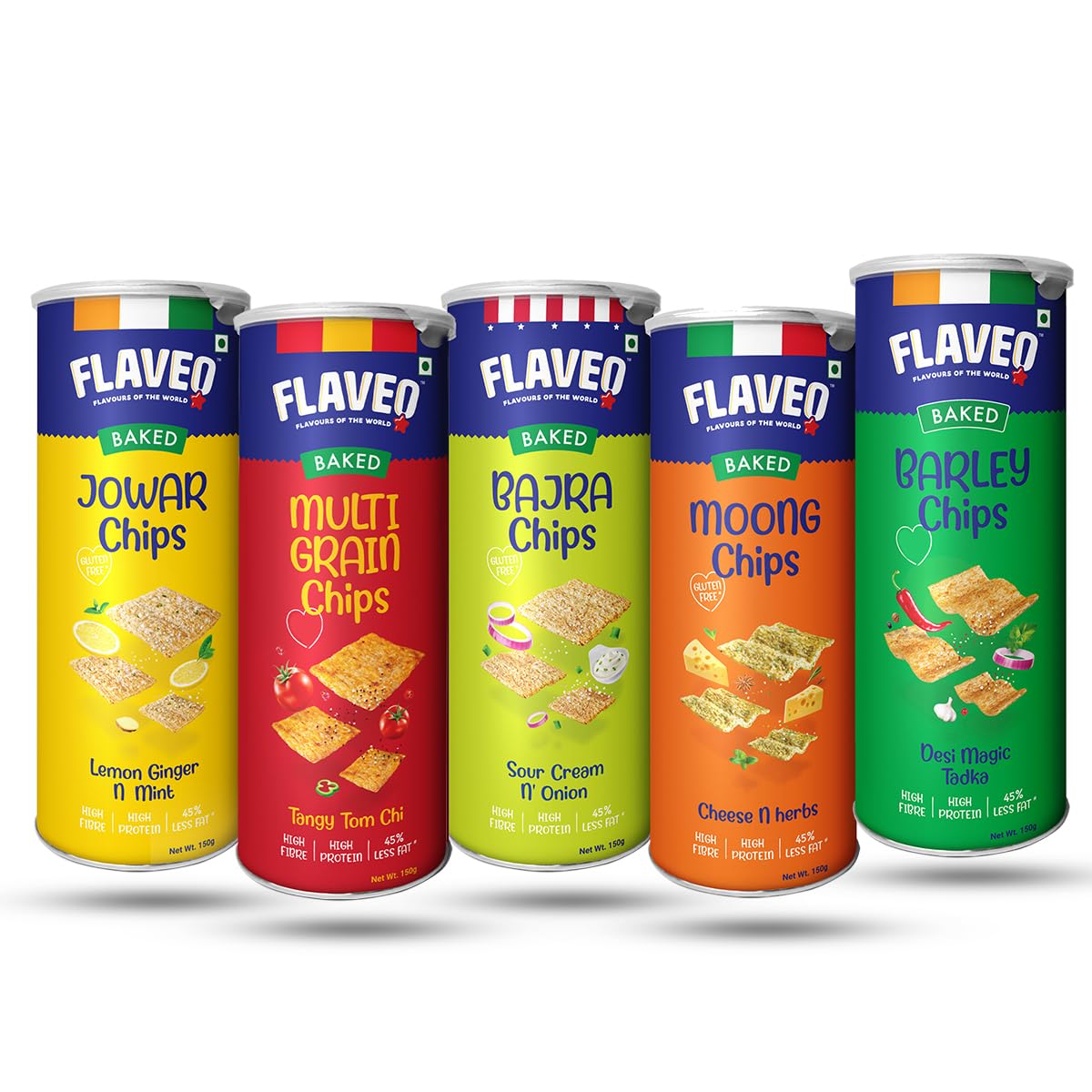 FLAVEO Baked Assorted Chips Healthy Snack Pack of 5 | Jowar, Moong, Bajra, Barley | Gluten Free, Less Fat | Yummy Flavors Indian Masala and Spice, Not Fried, Snacks for Adults & Kids (150 gm x 5) (B0D42FQPQX) Amazon Price History, Amazon Price Tracker