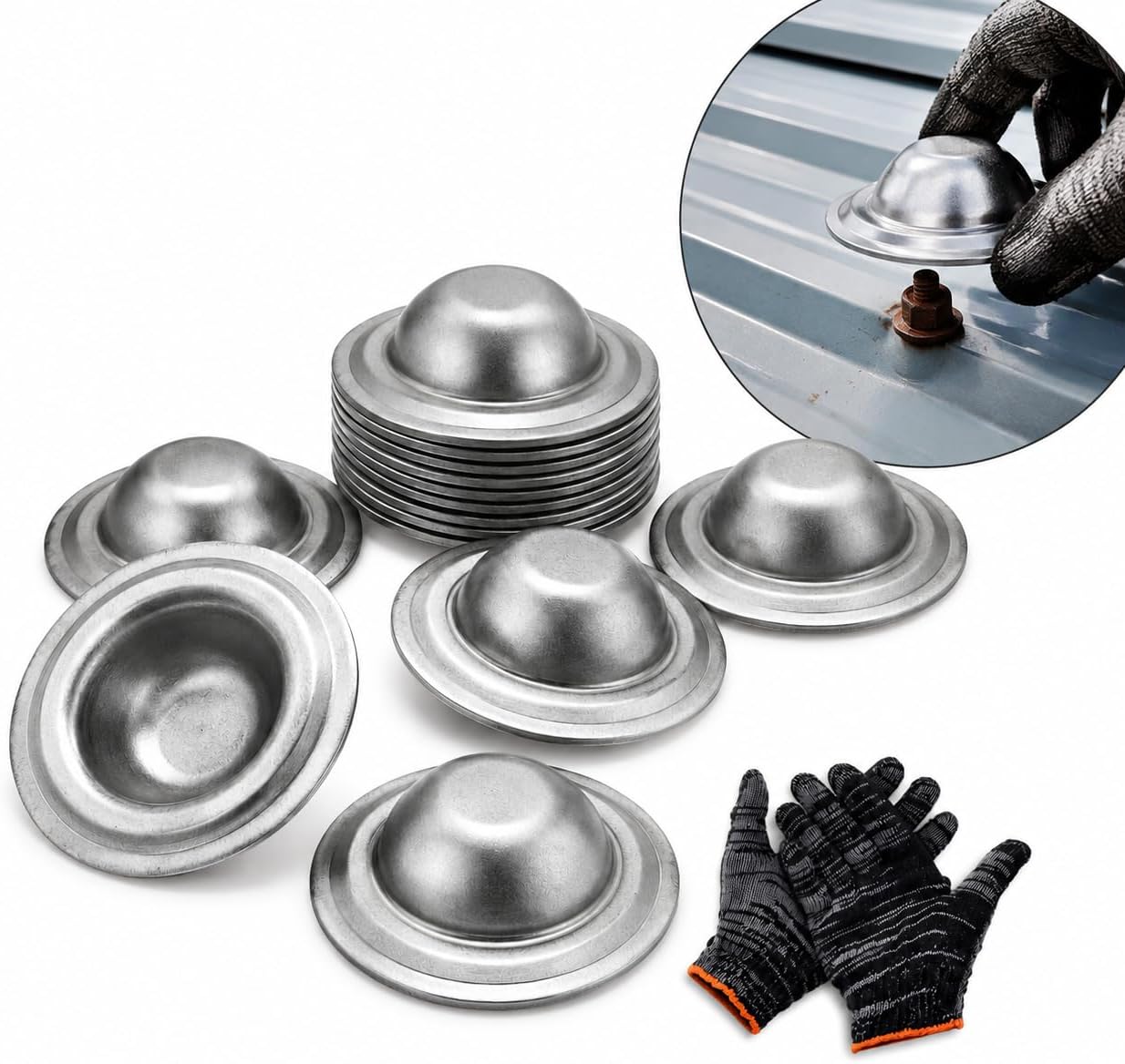 Galvanized Metal Roof Screw Caps,Roofing Screw Cover Caps for Existing Fastener Heads, Weather-Resistant Leak Protection for Metal Roof Repair