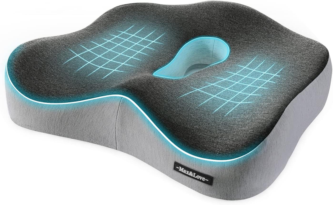Memory Foam Seat Chair Cushion for Relieves Back Sciatica Pain Tailbone Pain Coccyx Degenerating Disc Orthopedic Osteoarthritis Prostate Cushion Low Back Pain Cushion Hip Shaping (Mixed Colors)