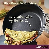 Vista 6 de Anolon Advanced Sartén antiadherente anodizada dura con colación y tapa, 2 cuartos de galón, sartén antiadherente avanzada y grafitosartén anodizada