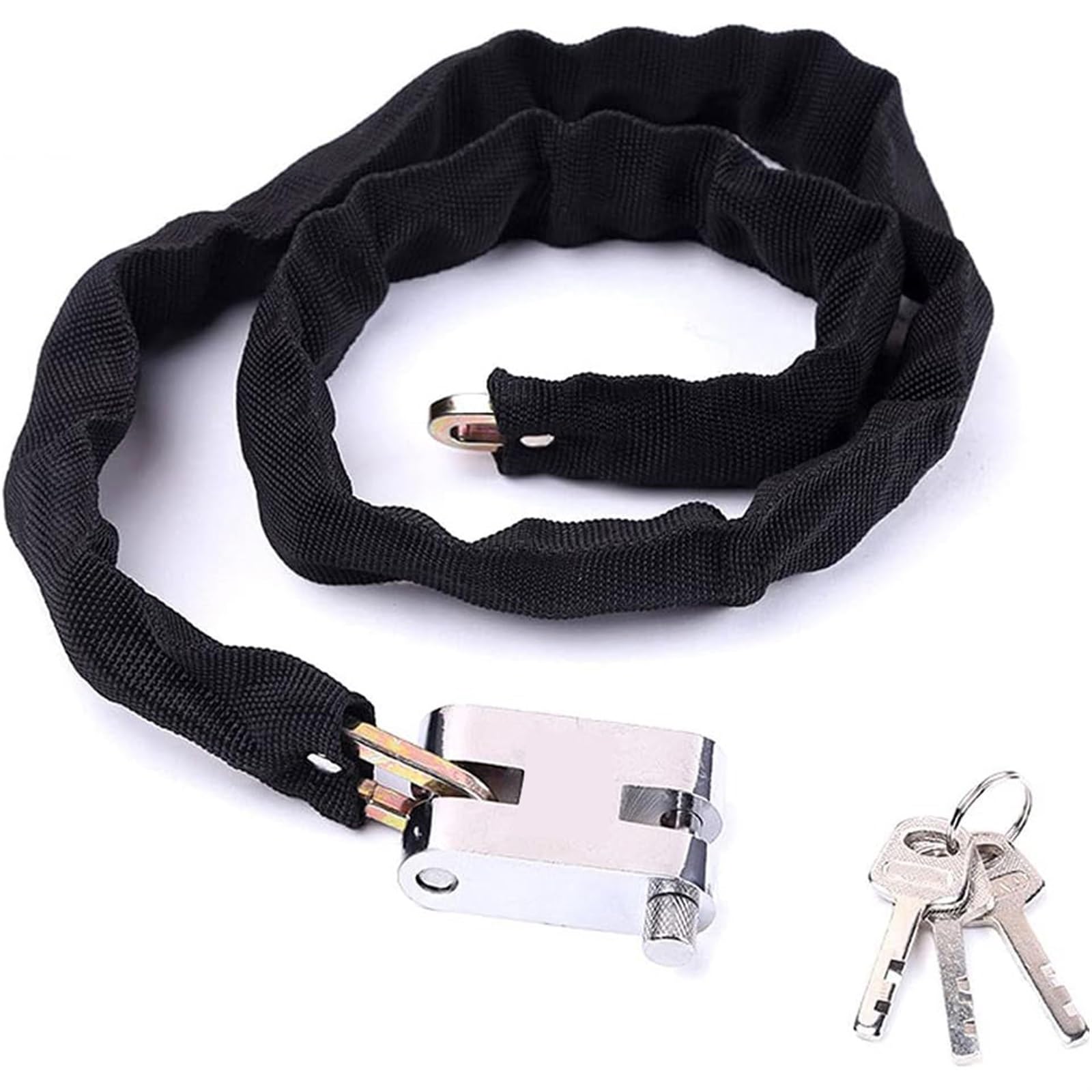 THE WHITE SHOP Bike Chain Locks, Bike Locks Heavy Duty Bicycle Chain Lock with Keys Lock Chain for Bike, Motorcycle, Bicycle, Door, Gate, Fence, Grill (120cm Overall Length）