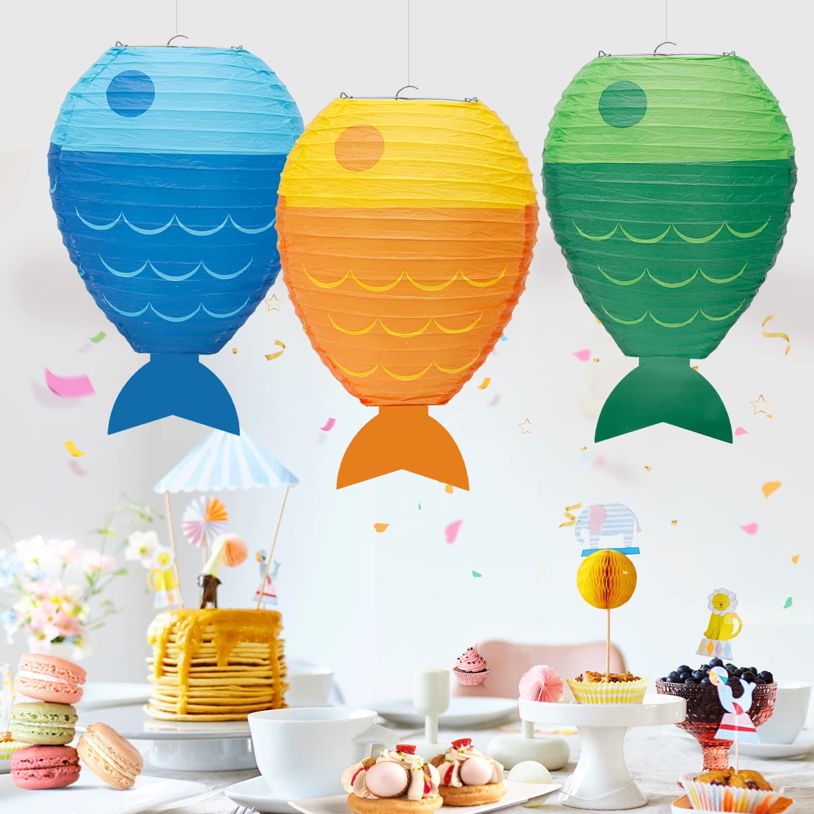 Fisch Papierlaterne Blau - Deko Für Gartenparty & Kindergeburtstag