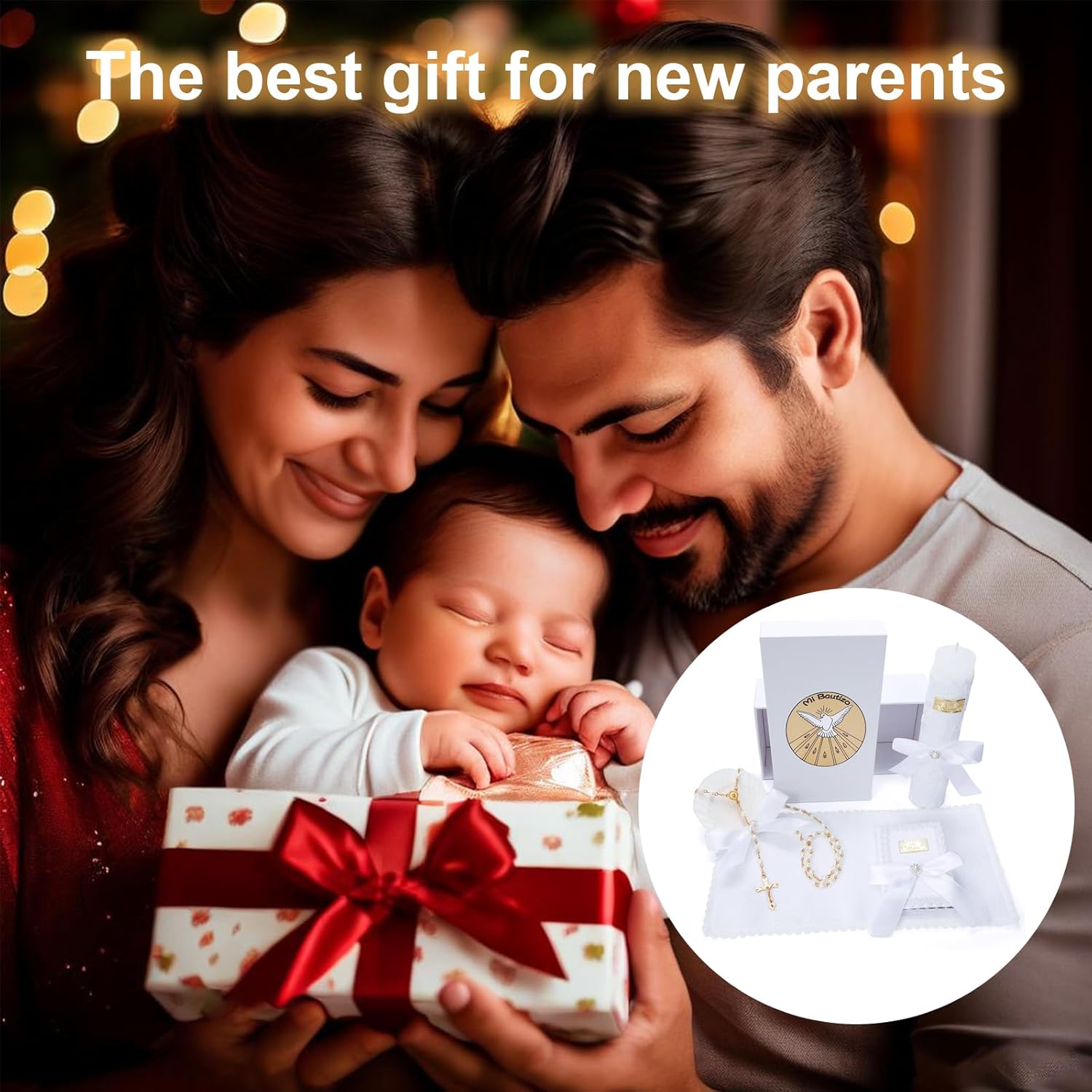 Baptism Candle Set for Boys and Girls,5 PCS Baptism Kit Catholic Candle,Baptismal Shell,Towel,Rosary,Bible for Baby Dedication Christening Gift,Velas para Primera Comunión De Niño Bautizo De Niña