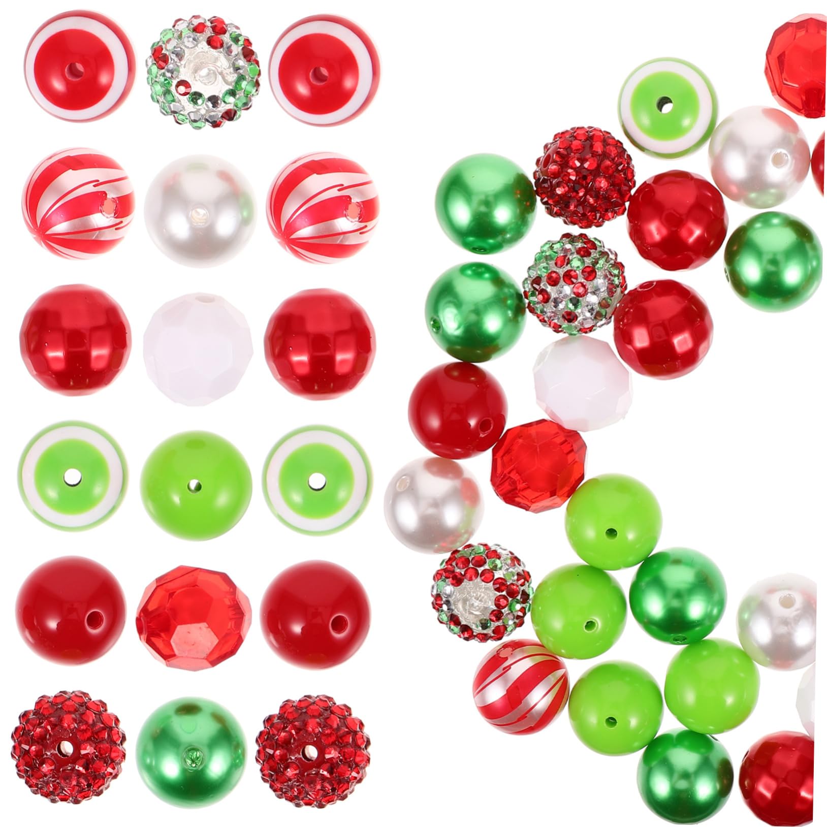 Tofficu Lot De 5 Guirlandes De Noël en Résine Et Acrylique Perles Vertes Pailletées