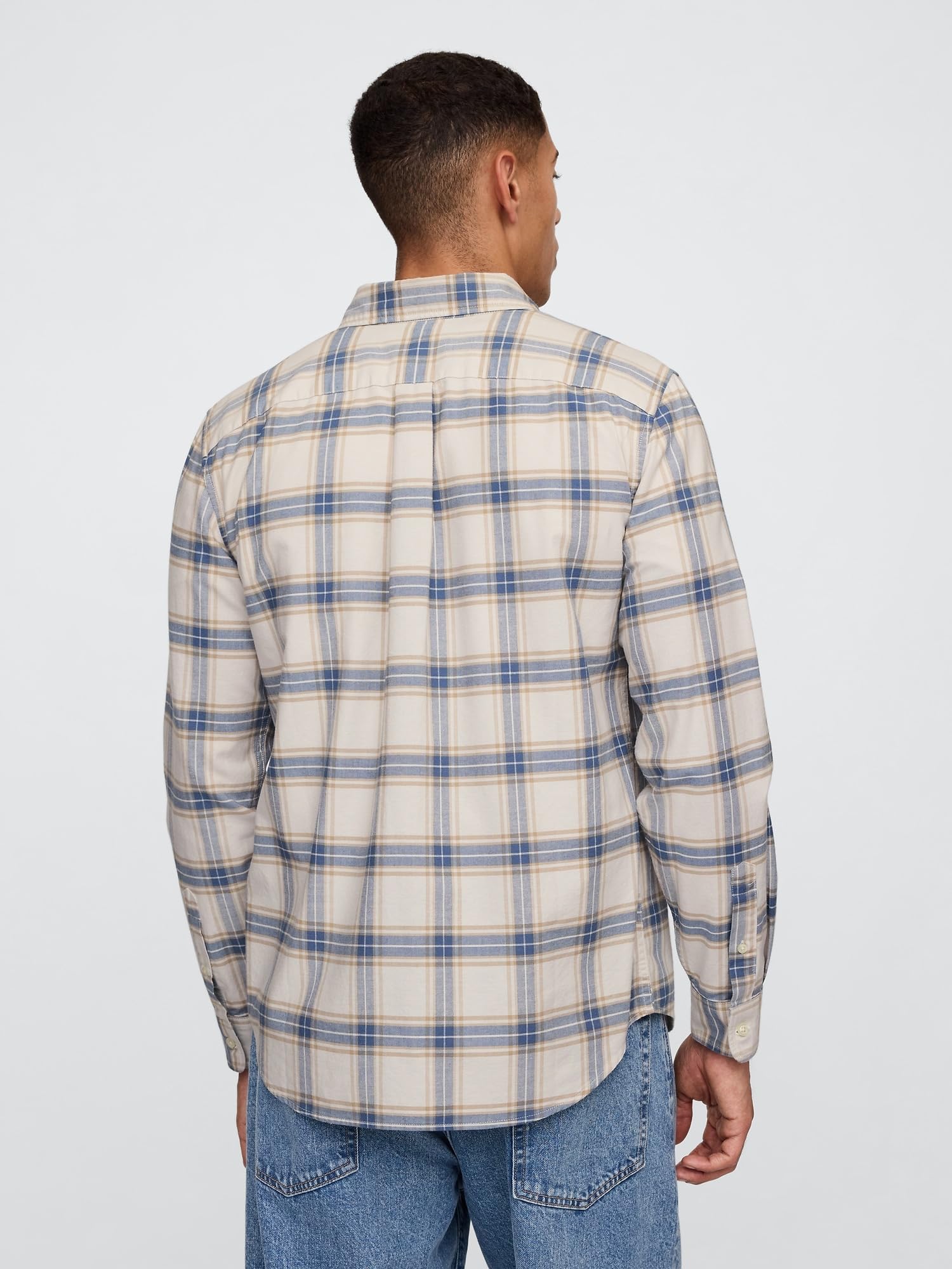 GAP Camisa Oxford de Manga Larga con Botones Abotonada para Hombre