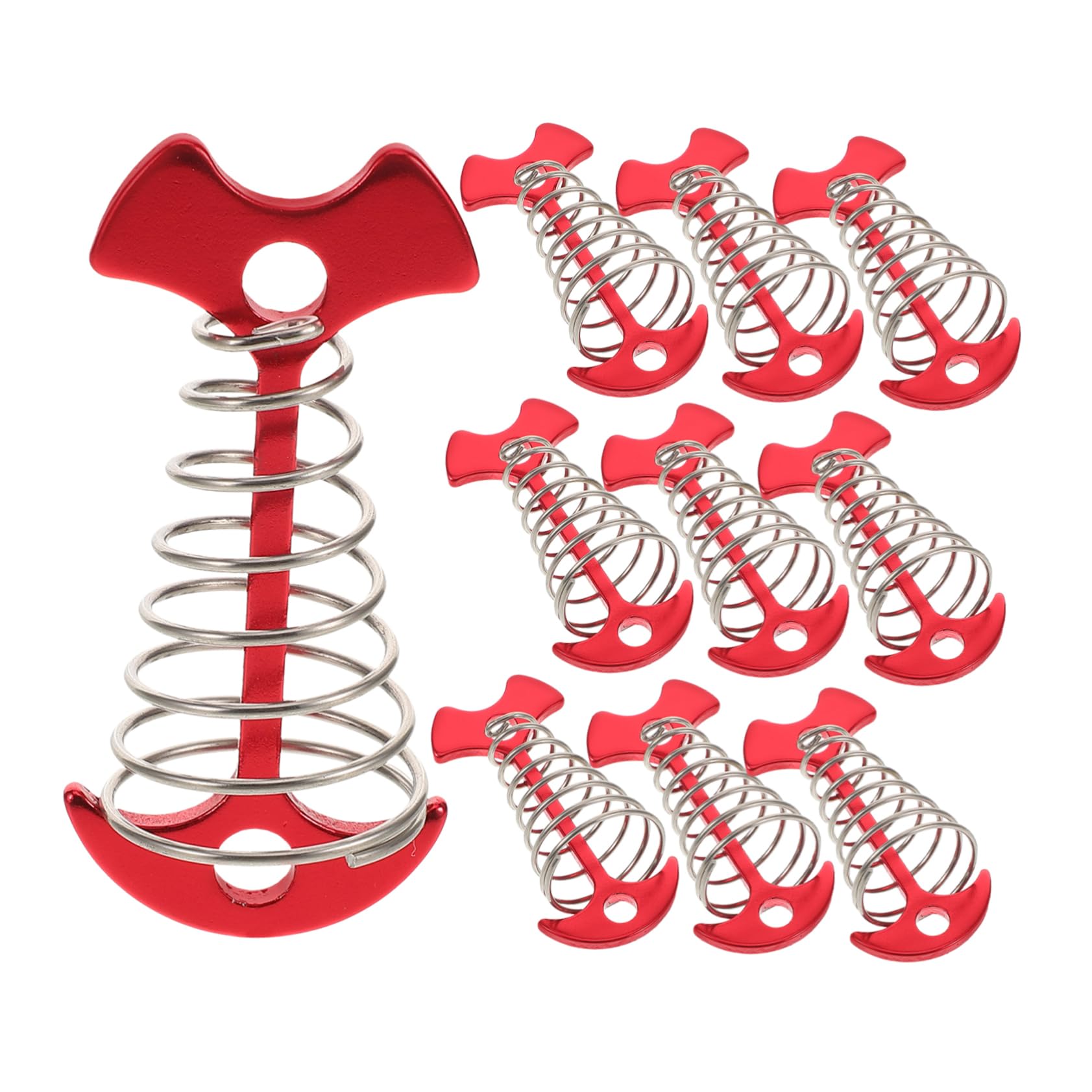 ifundom 10pcs Fish Bone Tent Stakes with Spring Buckles Windproof Camping Deck Anchors for Secure Tent Setup Wooden Decks Lightweight Durable Easy Installation for Outdoor Enthusiasts