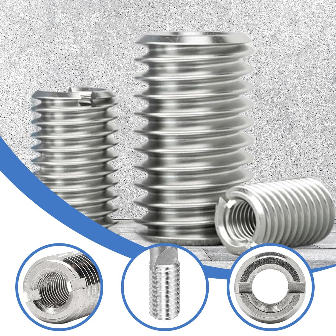 IKOPFLN 12 Pezzi Inserto Filettato, Interno M6 Esterno M8 Lungo 10mm Boccola Filettata, Inserti filettati, Boccole Filettate per Metallo per Automotive Turbina A Vapore Attrezzature Meccaniche