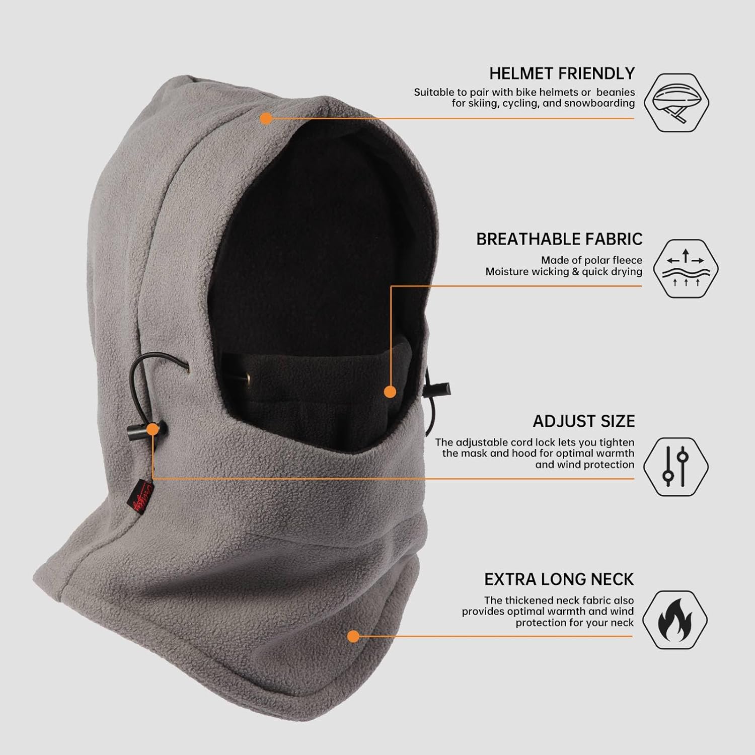 Balaclava Ski Mask: Thermal Windproof Polar Fleece Hood, Adjustable & Convertible Winter Face Mask for Men Women - Image 5
