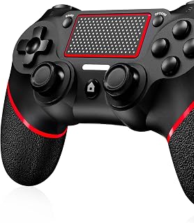 Shiptree Wireless Controller für PS-4, Game Controller Kompatibel mit P4/Slim/Pro/PC, mit Dual Vibration/6-Achsen Gyro/Audio Jack/Hochpräzises Touchpanel, 360°-Joystick Präzise Kontrolle