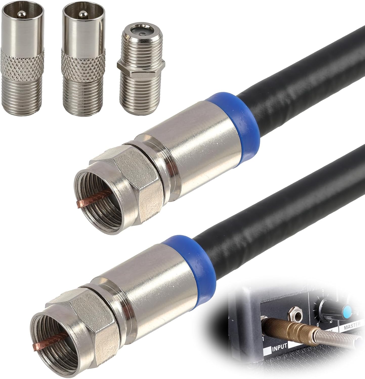 Cable Coaxial RG6 1m para TV y Satélite con Conector F