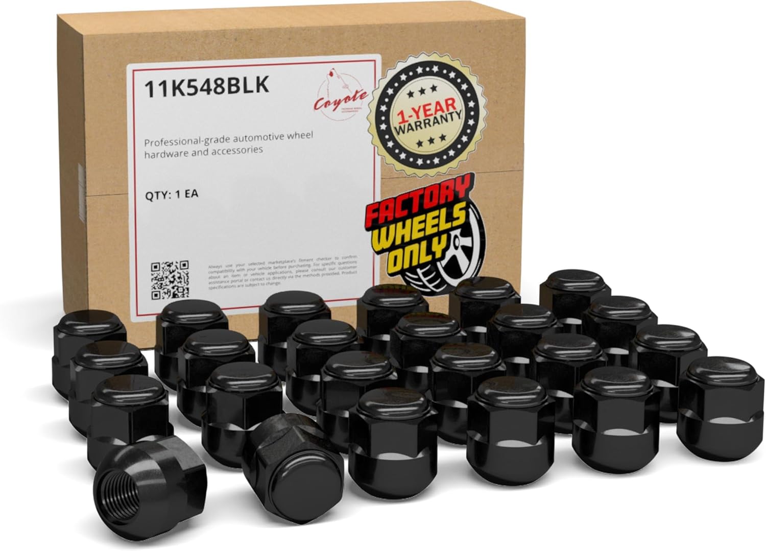 Wheel Accessories Parts 20 Pcs M14x1.5 14x1.5 Thread OEM Style Lug Nuts 1.10" Long Black 7/8" 22mm Hex Fits Alloy Wheel 2018+ Odyssey Pilot 90304-T6Z-A01 ｜ 611-347