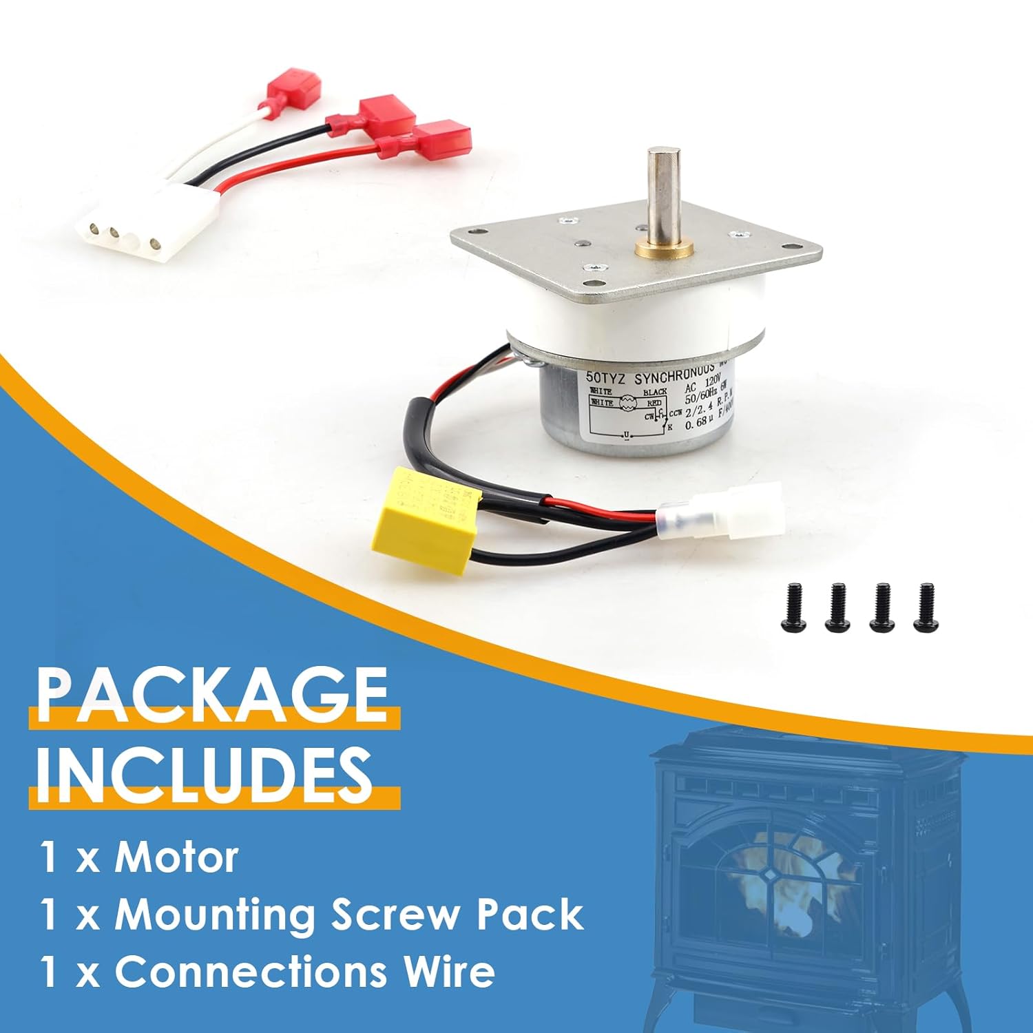 812-4421 Auger Feed Motor Heatilator Compatible with CAB50 PS35 PS50 7000-500 PH Replacement for Quadra-Fire Part 812-4421/812-4420 2.4RPM 120V Auger Feed Motor