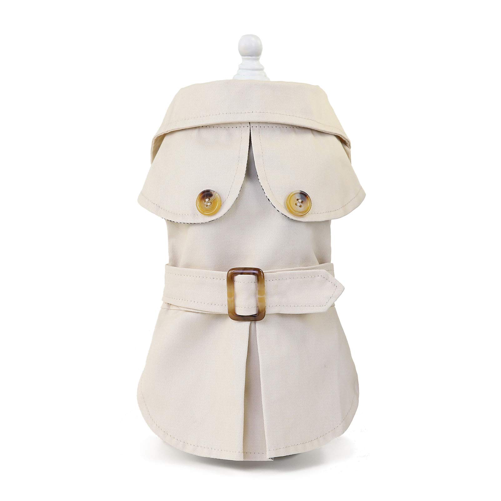 SMALLLEE_LUCKY_STORE Pet British Style Trench Coat Jacket for Small Dog Cat Windproof Windbreaker Autumn Winter Puppy Clothes,Khaki,Size XXL