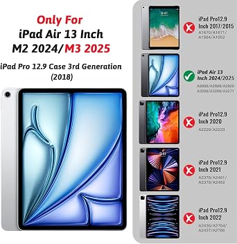 ZtotopCases for iPad Air 13 Inch M4/M3/M2 (2026/2025/2024), Premium Leather Folio Cover, Supports iPad Pencil Charging, Auto Sleep/Wake, Multiple 4 Angles Black